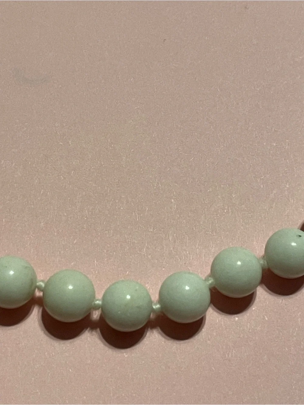14K GF Knotted Milk Glass Bead Necklace #9181